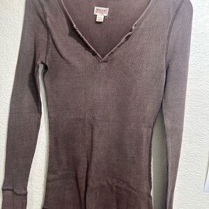 Mossimo Supply Co. Chocolate Ribbed V-Neck Top
